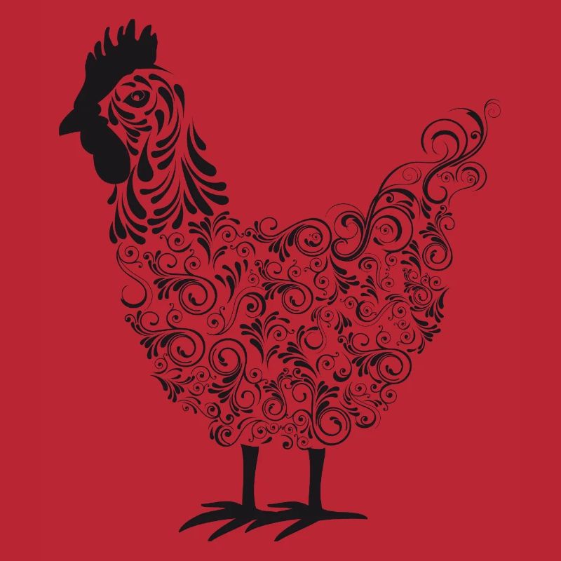 Artistic Chakra Rooster with Floral Patterns
