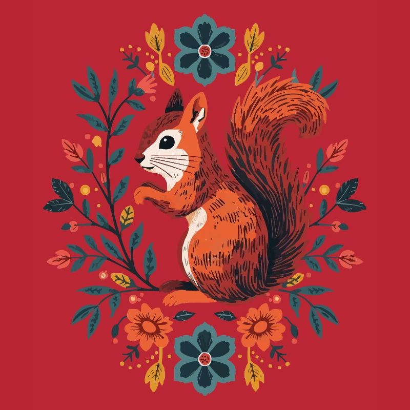 Eichhörnchen im Blumenkranz