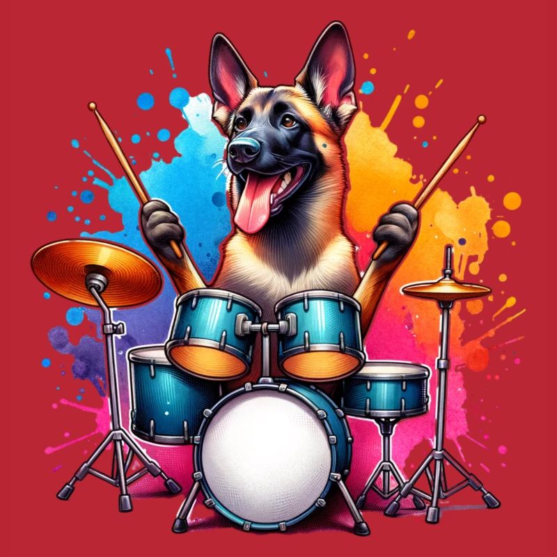 Conception d’aquarelle de batteur Malinois