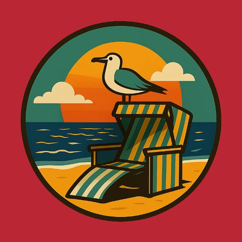 Strandkorb Design mit Möwe