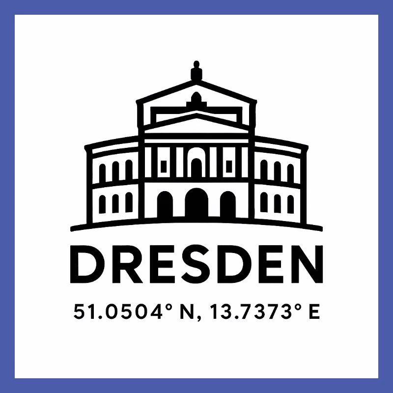 Dresden Skyline Line Style Coordinates Semperoper