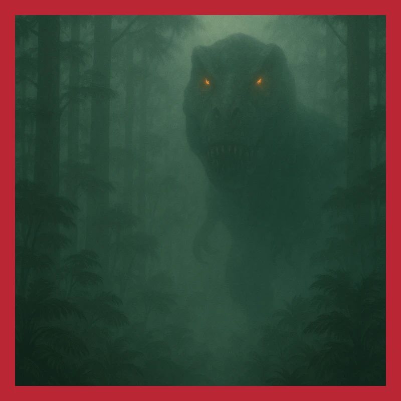Cloud Forest Dinosaur with Fire Eyes