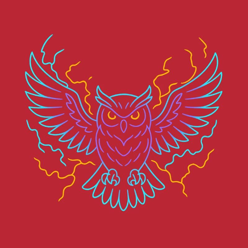 Neon-Eule mit Blitzen