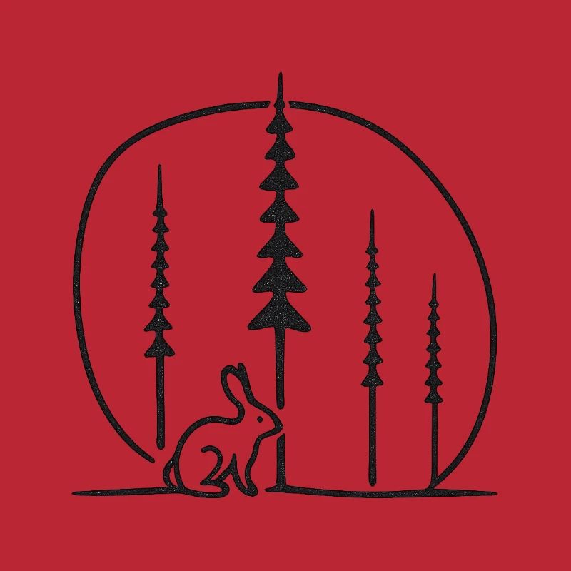 Rabbit in the forest circle silhouette gift idea