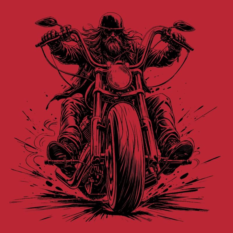 Chopperfahrer frontal im Comic-Stil