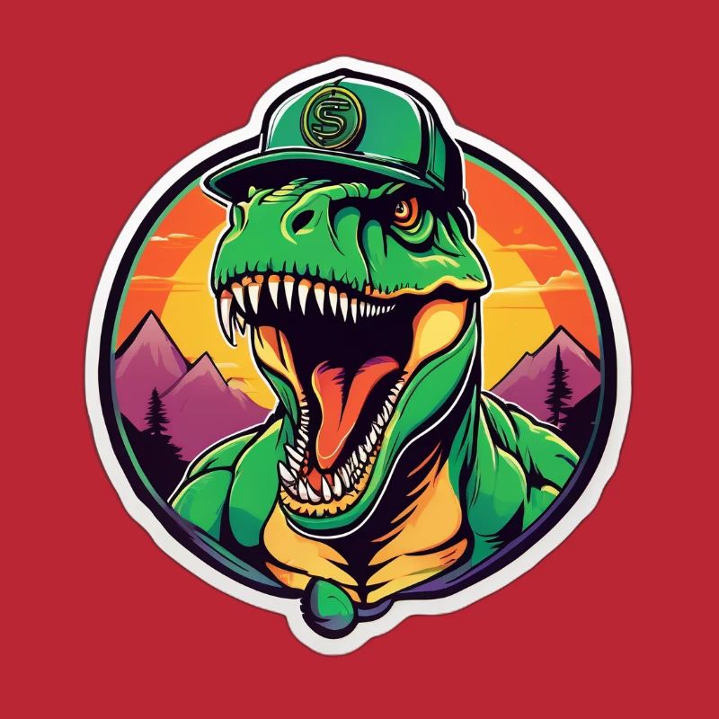 Dinosaure coucher de soleil casque