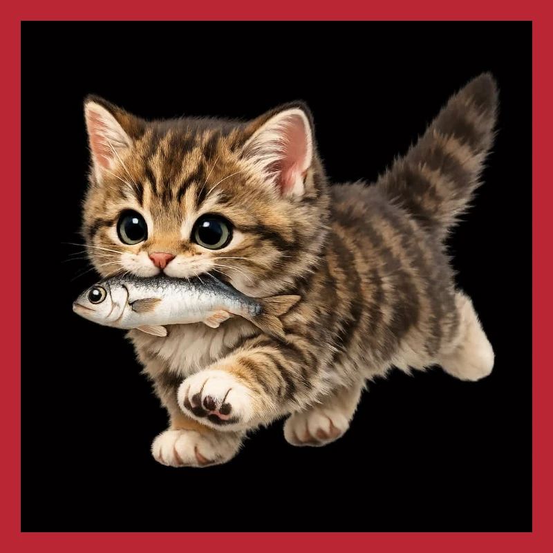 Le chaton a attrapé un poisson