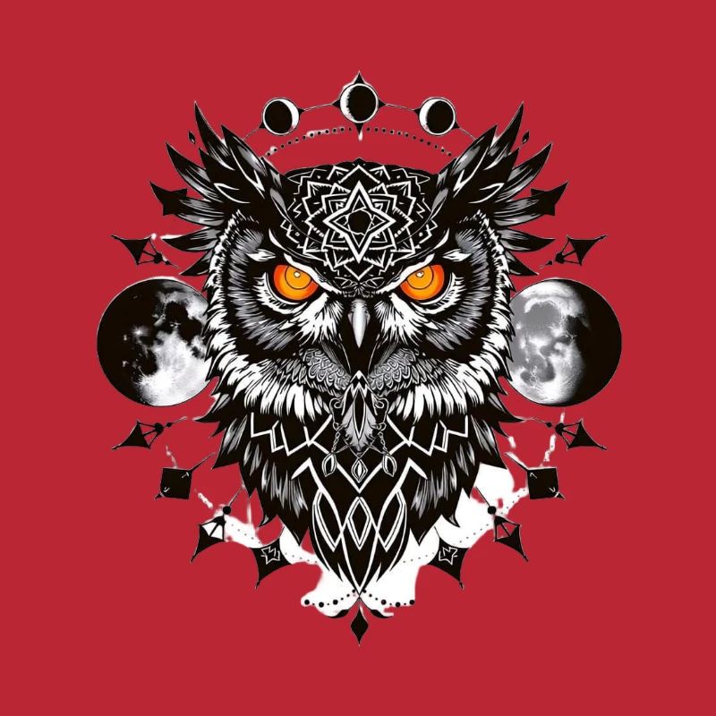 Geometric Eagle Owl with Full Moon