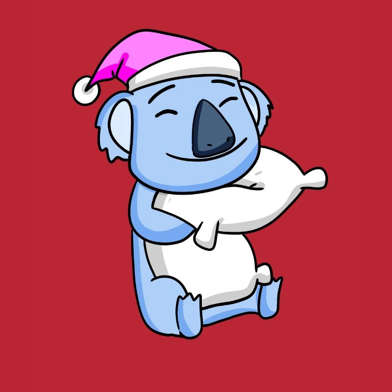 Koala with pillow and sleeping cap