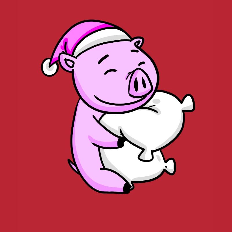 Cochon avec oreiller et bonnet de couchage