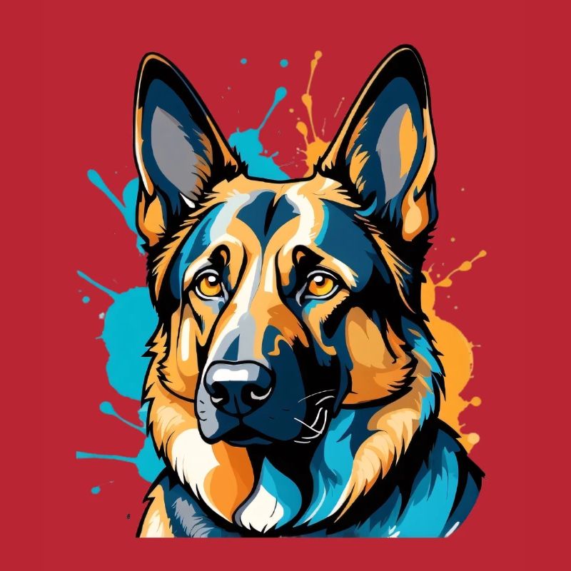 Lebendiger Schäferhund Farbexplosion