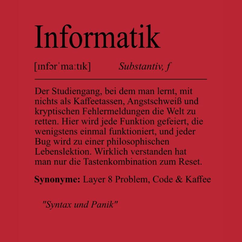 Unispruch "Informatik" Student Geschenk, Studenten