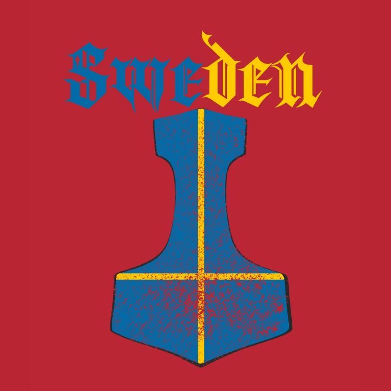 Drapeau de la Suède – Mjölnir Thorhammer Design