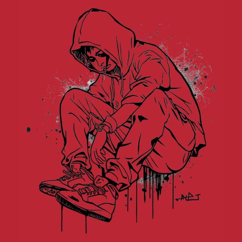 Silhouette Kapuzenpullover Graffiti