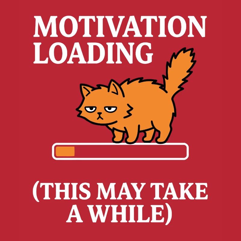 Motivation Loading Müde Katze mit Ladebalken