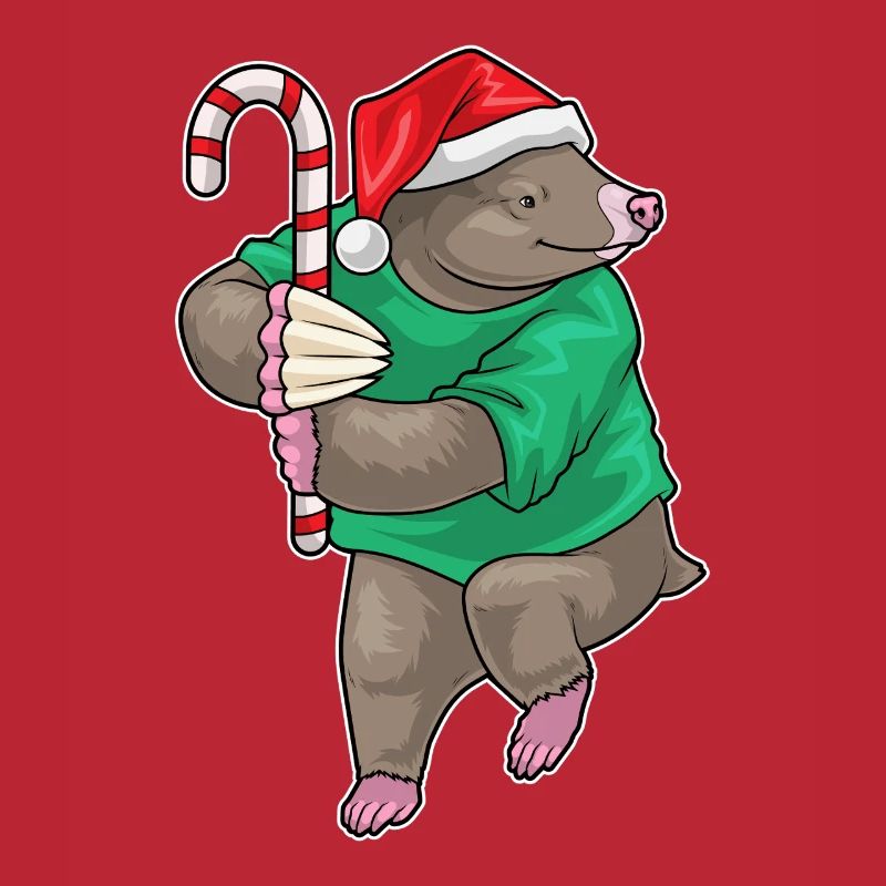 Mole Christmas candy cane