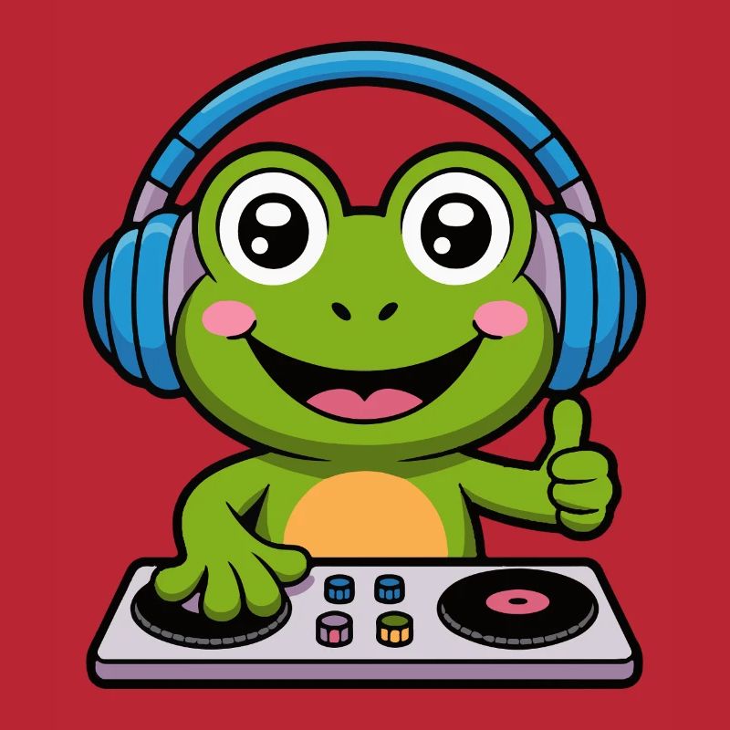 Frosch DJ mit Kopfhörern