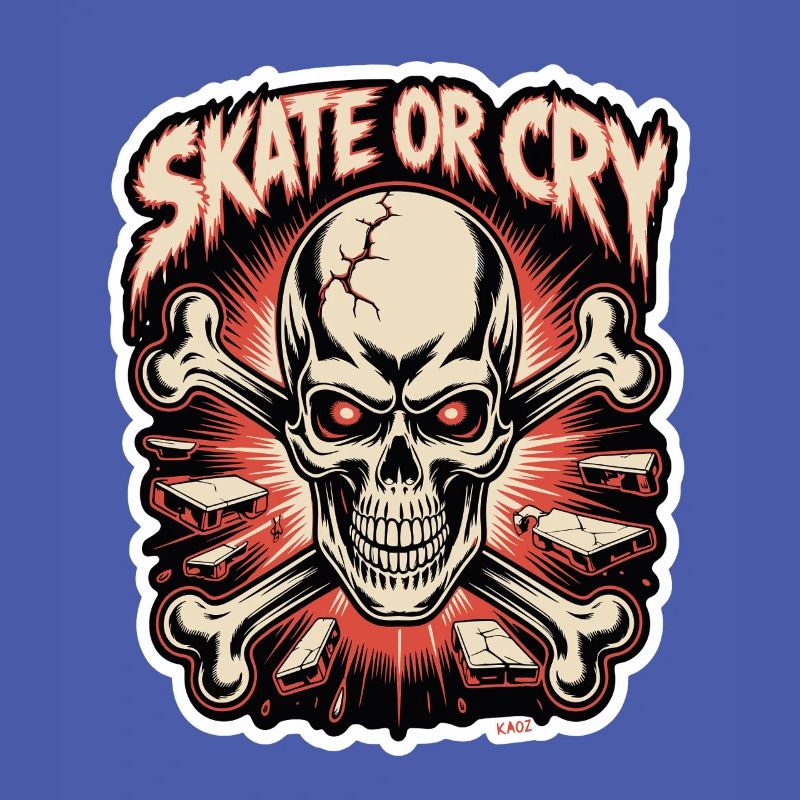 Skate- oder Cry-Skull-Tee-Design
