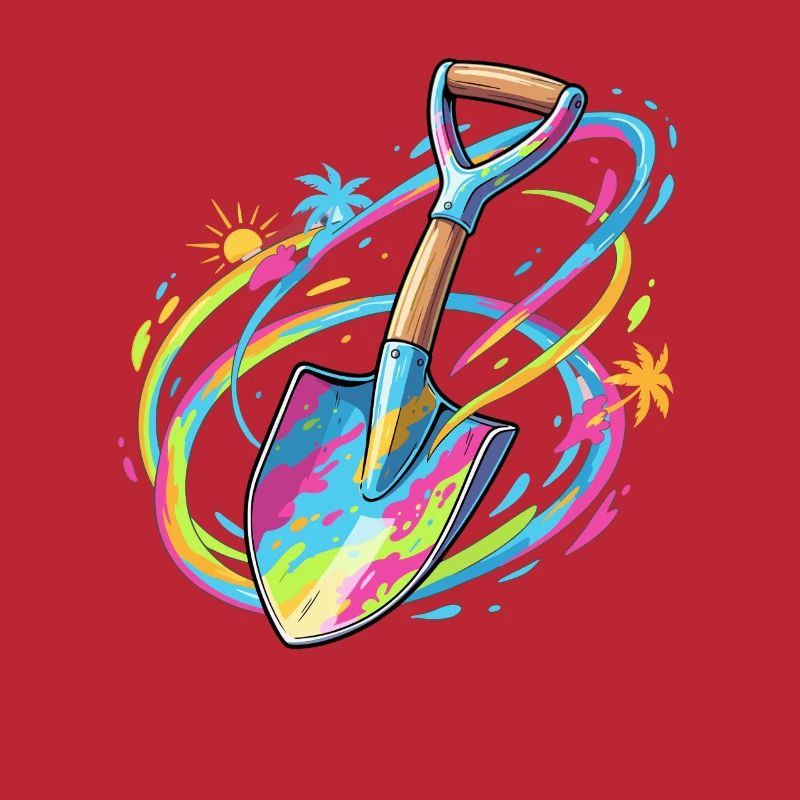 Farbexplosion Gartenschaufel Illustration