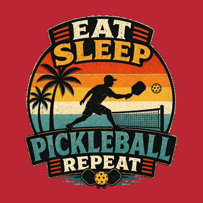 Devise rétro du pickleball : Manger, dormir, répéter