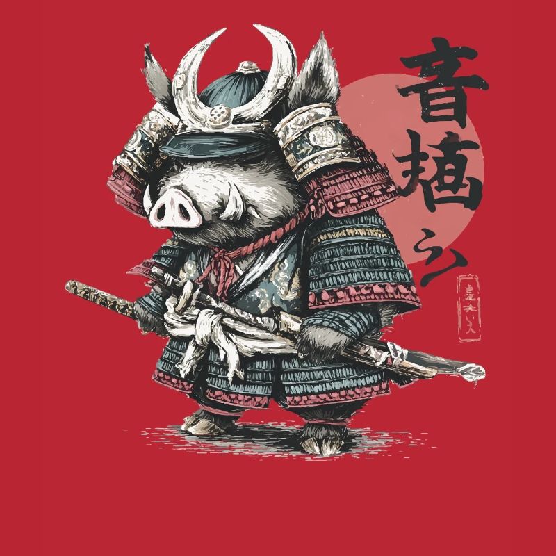 Boar Samurai in Armor Katana
