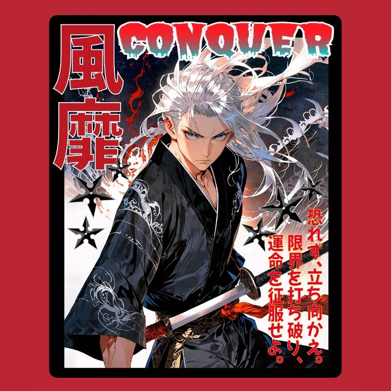 Fierce Samurai with Wind Pattern