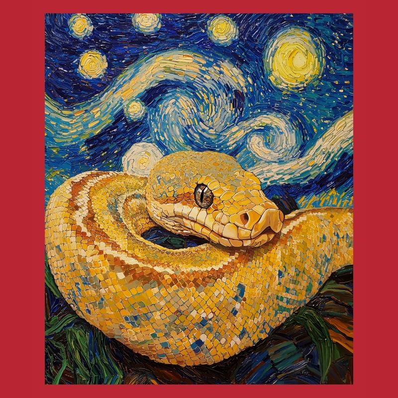 Serpent Python Style Van Gogh Nuit étoilée