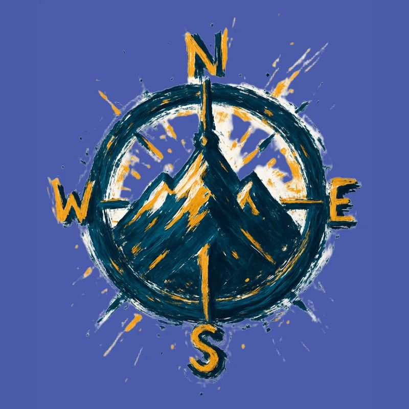 Compass on mountain background - skiing - hiker