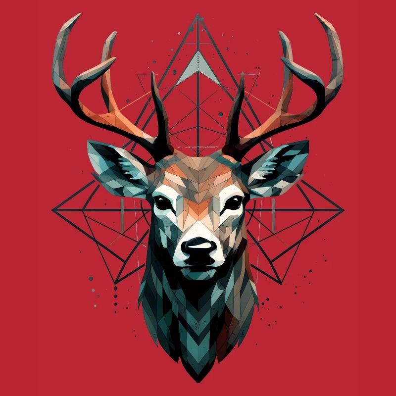 Geometric deer with geometric patterns