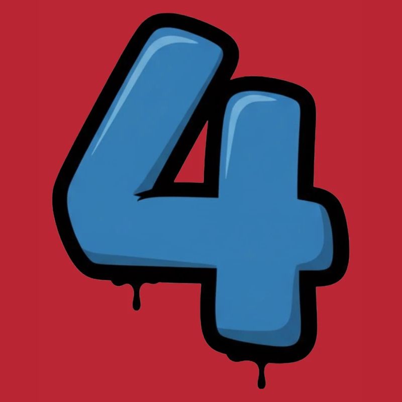 Graffiti Blue 4 Number Design