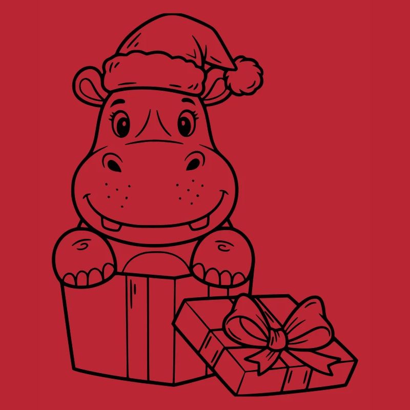 Weihnachts-Nilpferd mit Geschenken