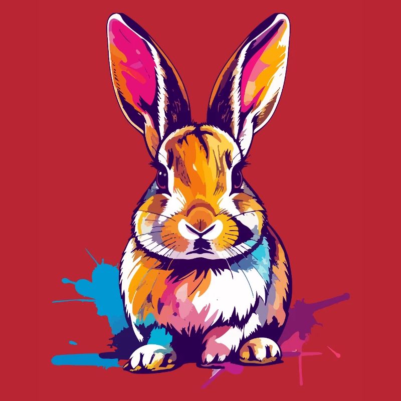 Lapin coloré en aquarelle Éclaboussures de couleur