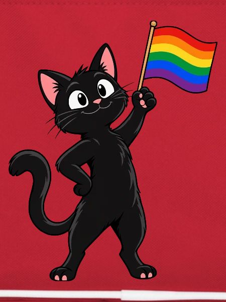 Pride-Katze mit Regenbogenflagge – Vielfalt