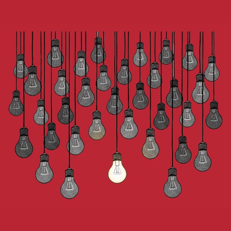 Graues Glühbirnen-Array mit einzigartiger Helligkeit