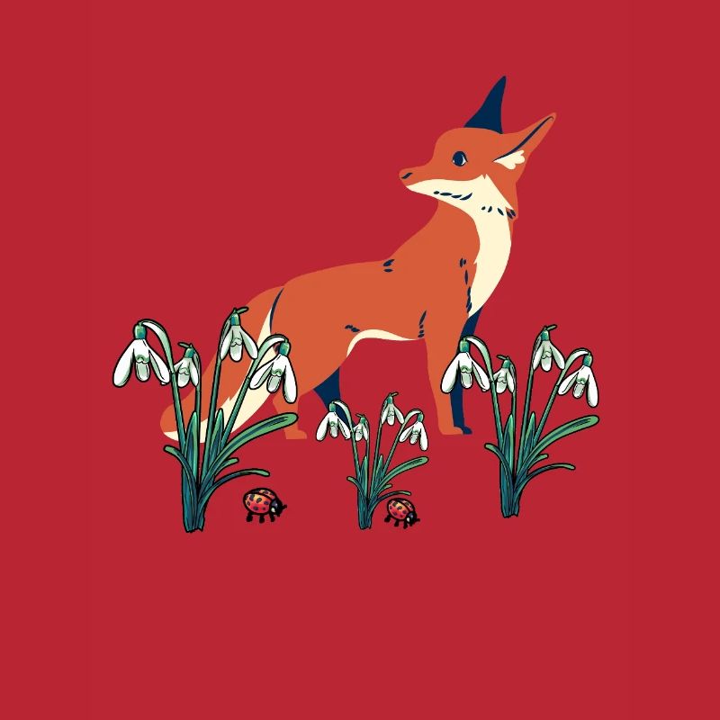 Spring Snowdrops Fox Foxes