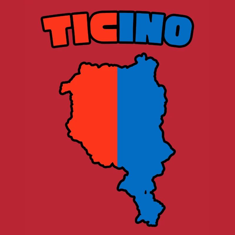 Ticino Map Red-Blue