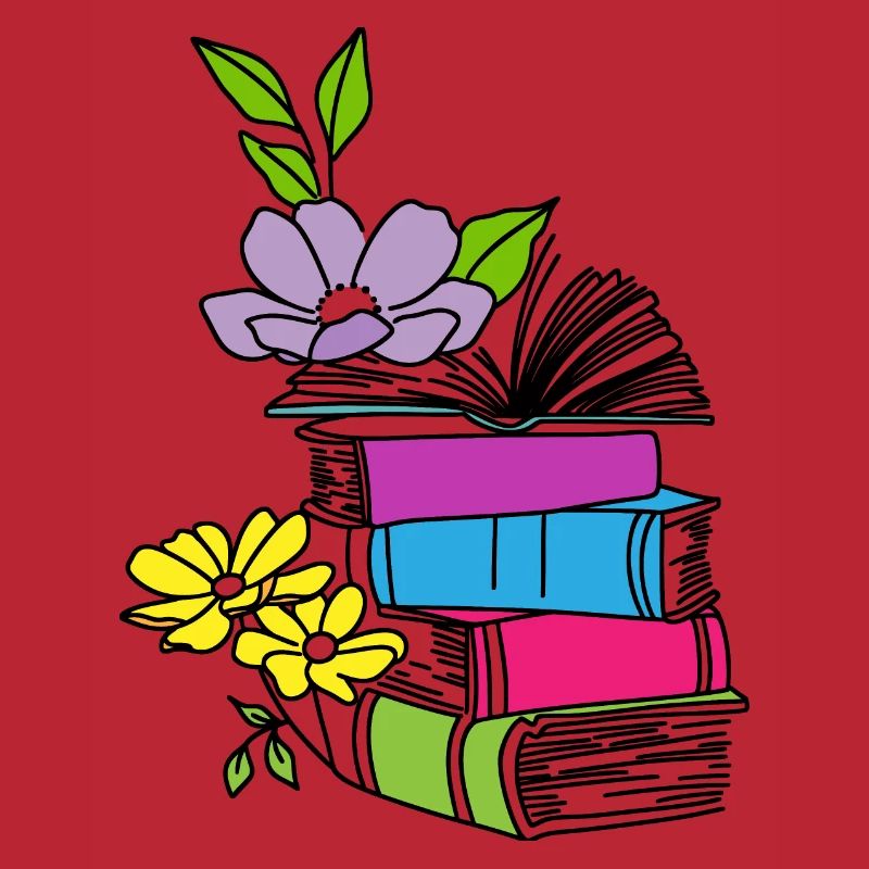 Bücher mit Blumen