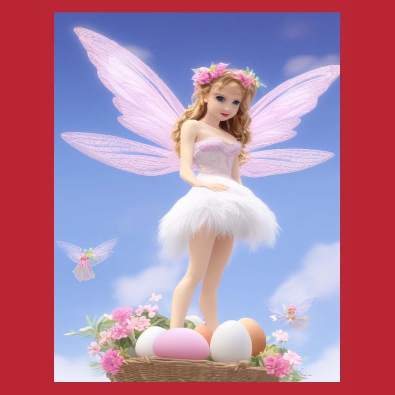 Retro style Pixie on Egg- Easter