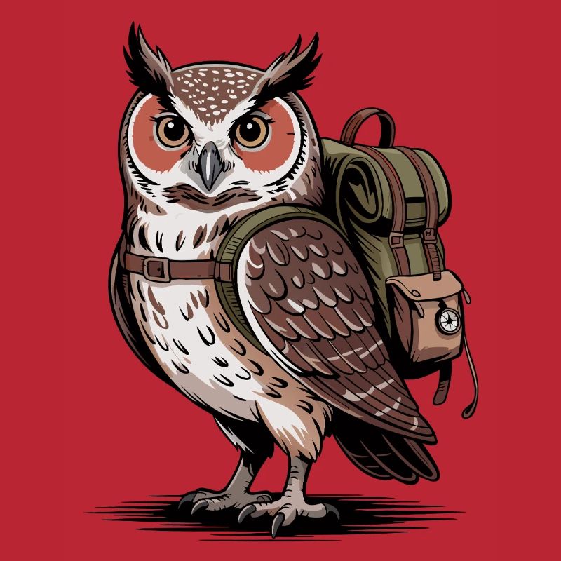 Owl with backpack