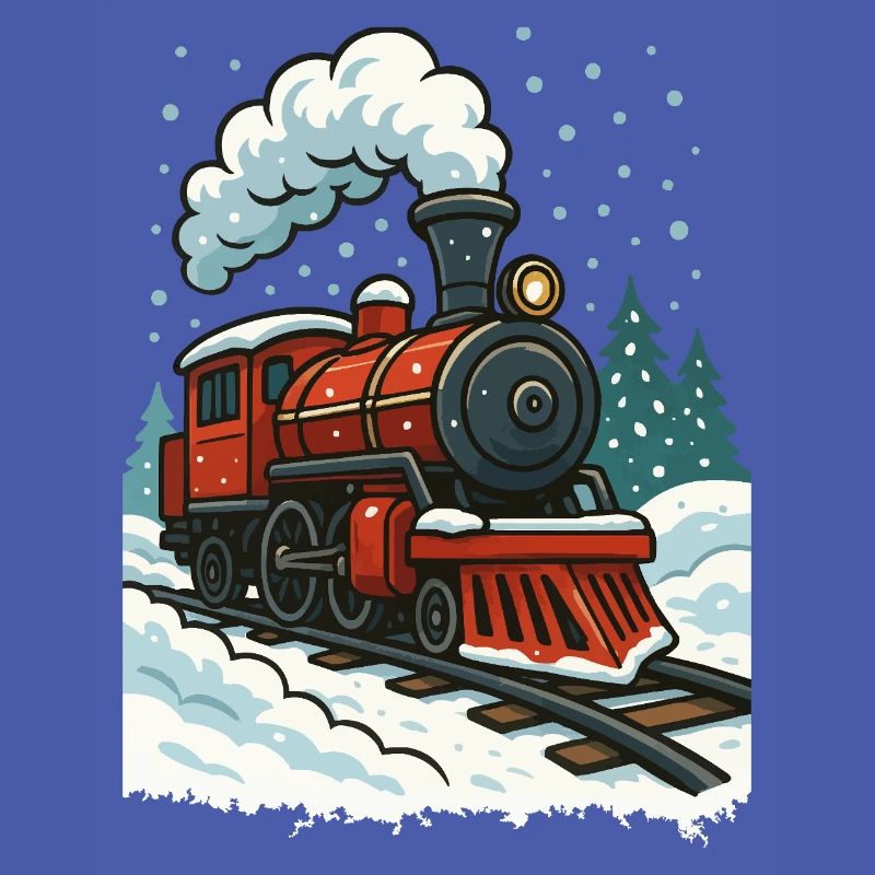 Winterliche Dampflok Comic
