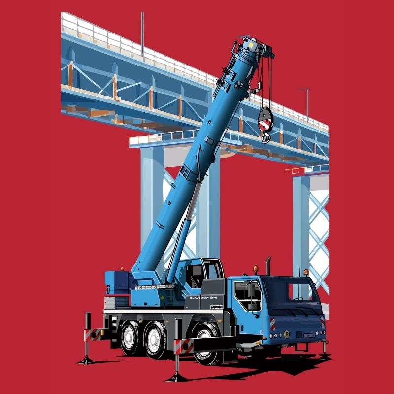 Mobile crane assembles bridge sections