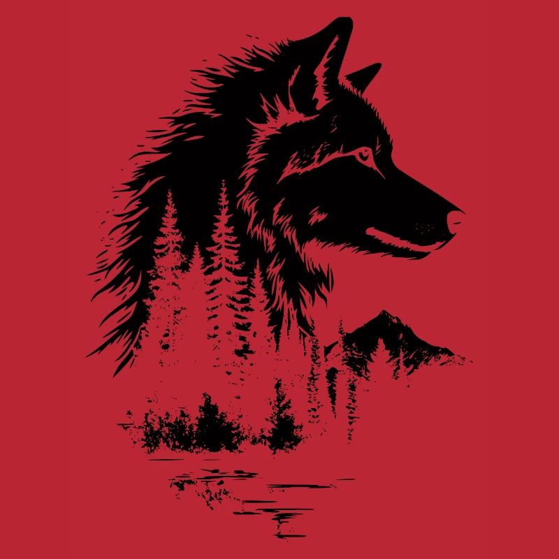 Wolf Gesicht Wald Silhouette