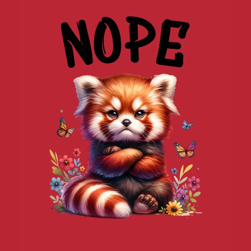 Red Panda Funny Saying Nope Fire Fox