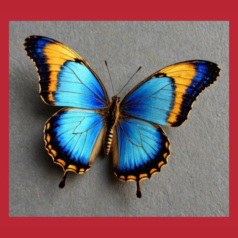 Kobaltblauer Schmetterling mit Orangenkante