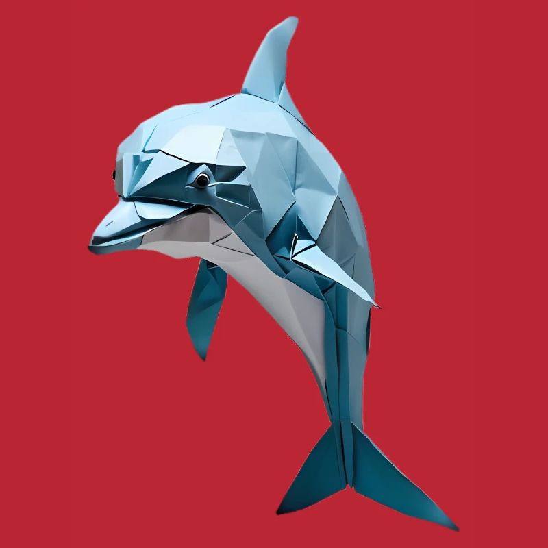 Blauer Low-Poly Delfin