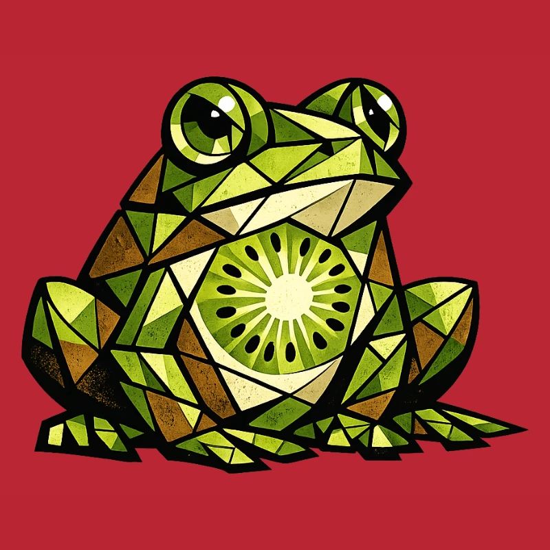 Version cubisme de grenouille kiwi