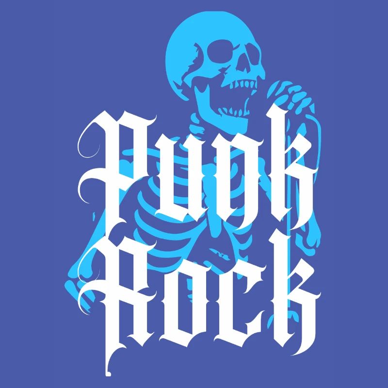 Vibrant Skeleton with Gothic Punk Rock Text