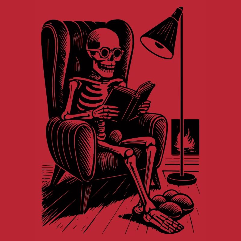 Squelette de lecture dans la chaise de lecture