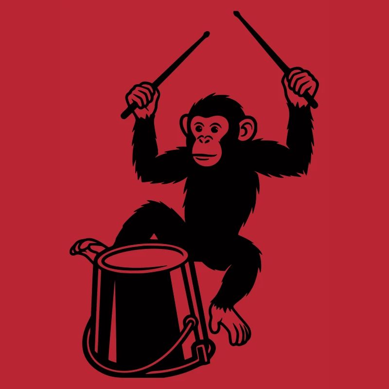 Drum Playing Monkey Cartoon Illustration