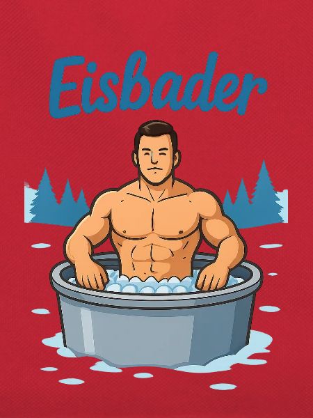 Eisbader Muskelmann im Eisbad